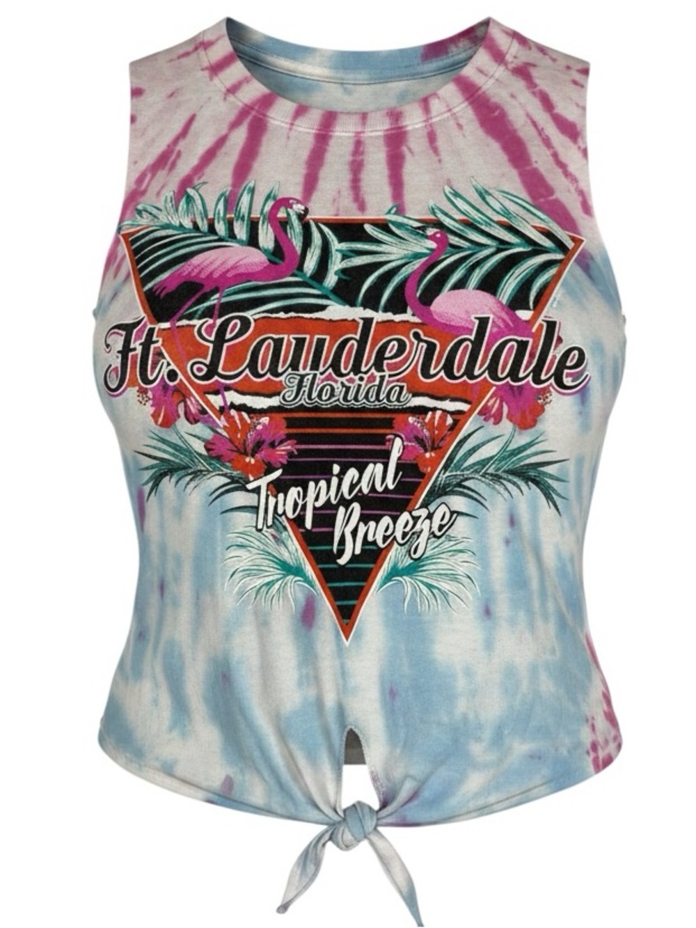 Southern Spirit Ft Lauderdale Tie Dye Crop Tank Flamingo Coastal Cowgirl L